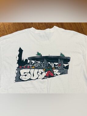 Vintage 90’s Sucker Brand Mr Cartoon Graffiti T Shirt XL Skate Rave Punk Tattoo